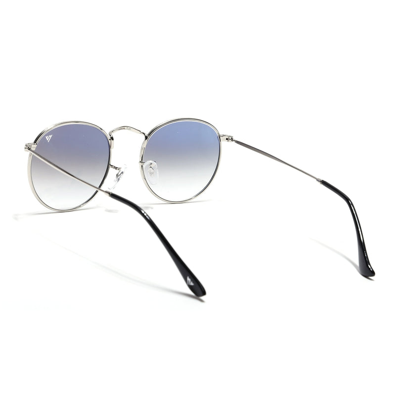 Round Sunglasses for Men & Women (Blue & Clear Lens | Silver Frame - MG7561)