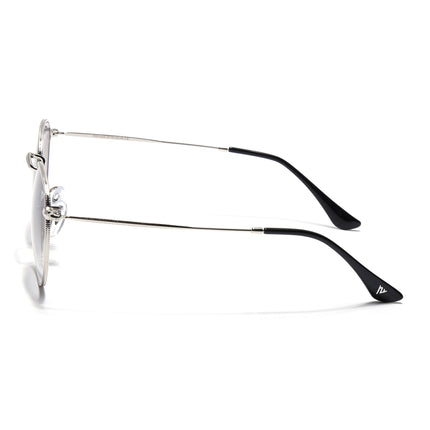 Round Sunglasses for Men & Women (Blue & Clear Lens | Silver Frame - MG7561)
