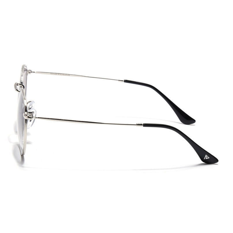 Round Sunglasses for Men & Women (Blue & Clear Lens | Silver Frame - MG7561)