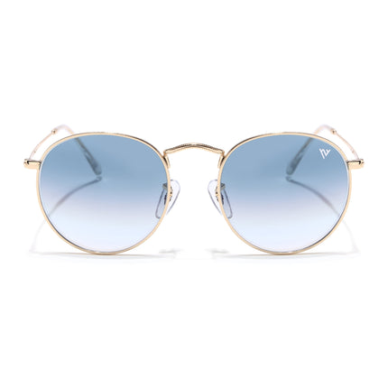 Round Sunglasses for Men & Women (Grey & Clear Lens | Golden Frame - MG7562)