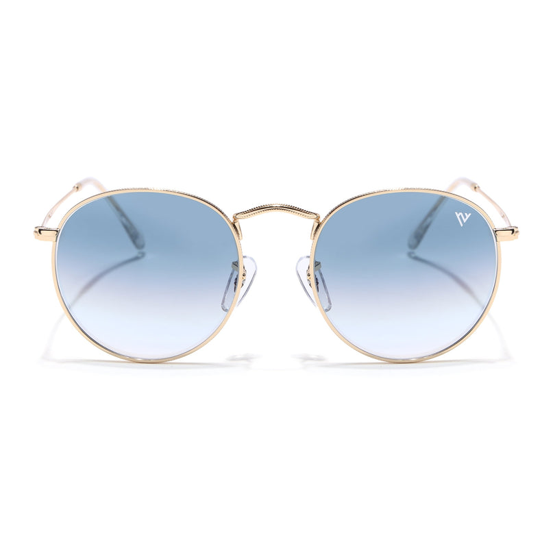 Round Sunglasses for Men & Women (Grey & Clear Lens | Golden Frame - MG7562)