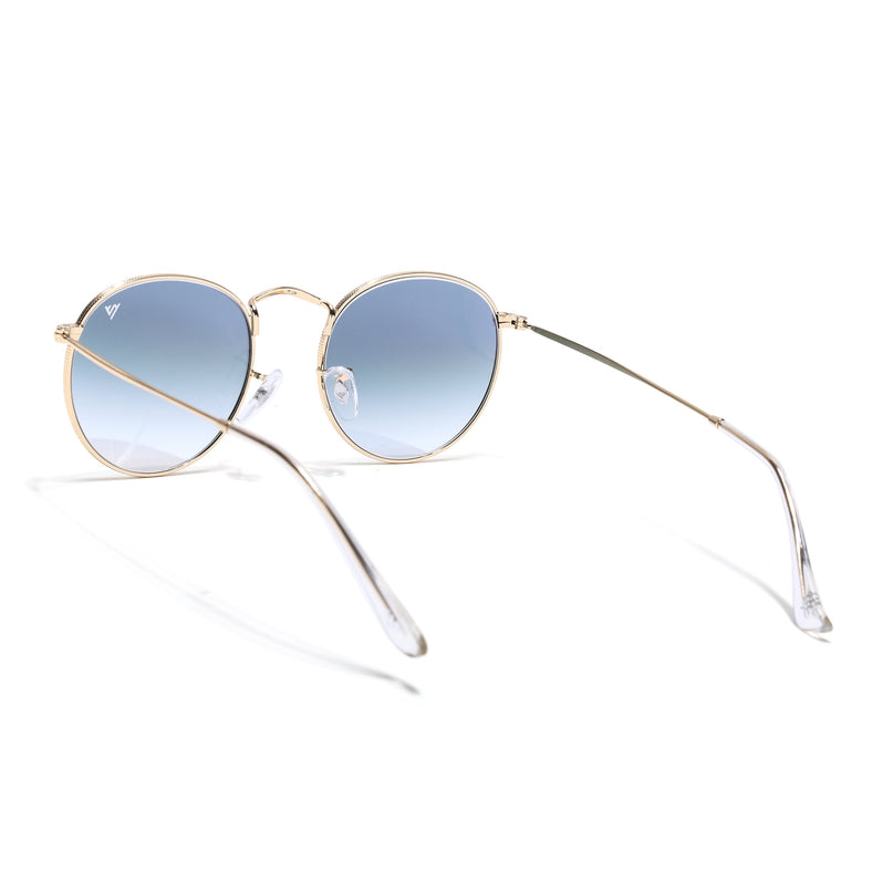 Round Sunglasses for Men & Women (Grey & Clear Lens | Golden Frame - MG7562)