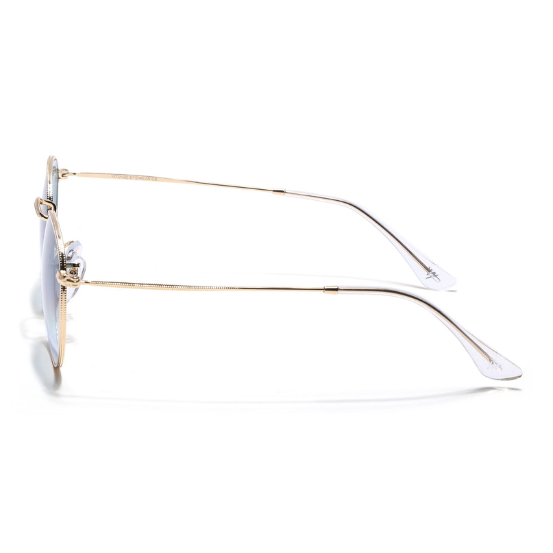 Round Sunglasses for Men & Women (Grey & Clear Lens | Golden Frame - MG7562)