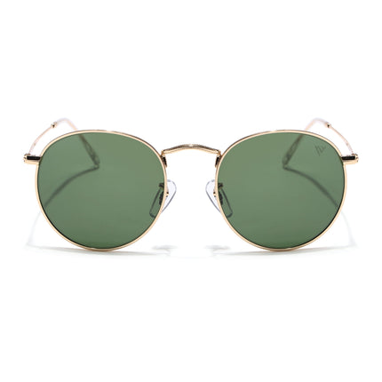 Round Sunglasses for Men & Women (Olive Lens | Golden Frame - MG7563)
