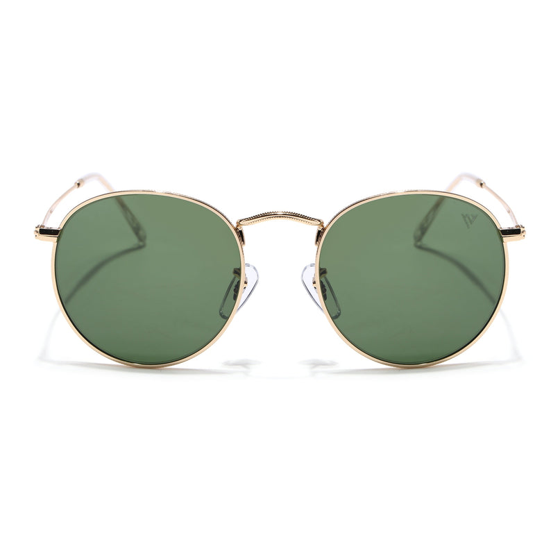 Round Sunglasses for Men & Women (Olive Lens | Golden Frame - MG7563)