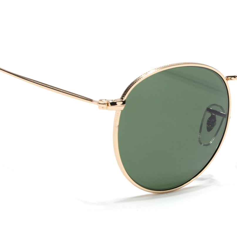 Round Sunglasses for Men & Women (Olive Lens | Golden Frame - MG7563)