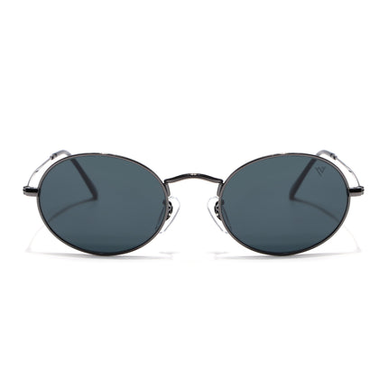 Oval Sunglasses for Men & Women (Black Lens | Grey Frame - MG7547)