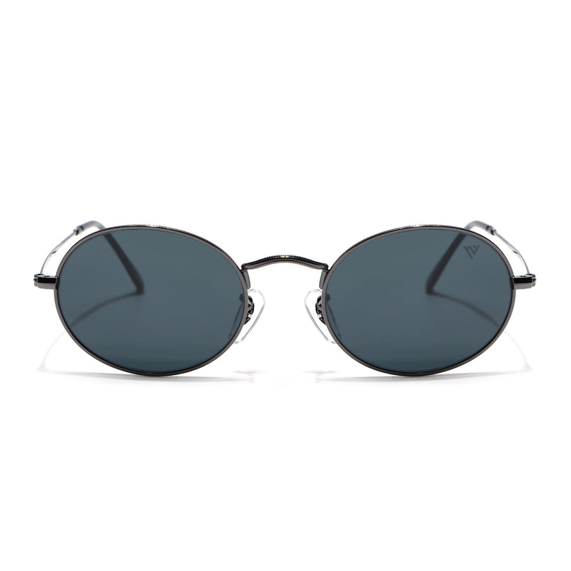 Oval Sunglasses for Men & Women (Black Lens | Grey Frame - MG7547)