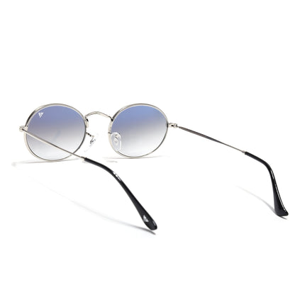 Oval Sunglasses for Men & Women (Blue & Clear Lens | Silver Frame - MG7549)