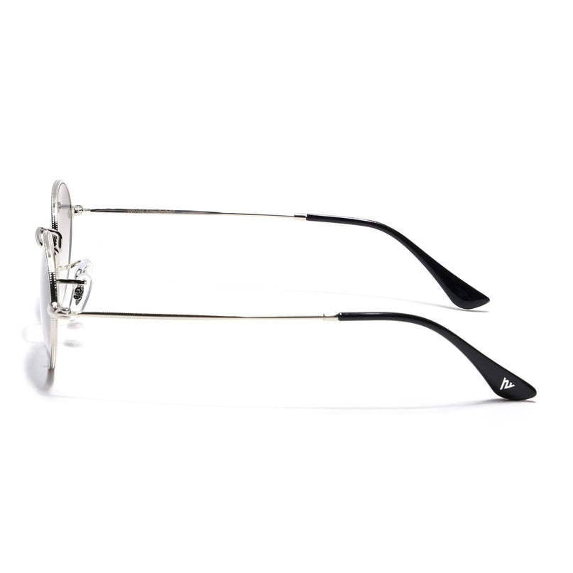 Oval Sunglasses for Men & Women (Blue & Clear Lens | Silver Frame - MG7549)