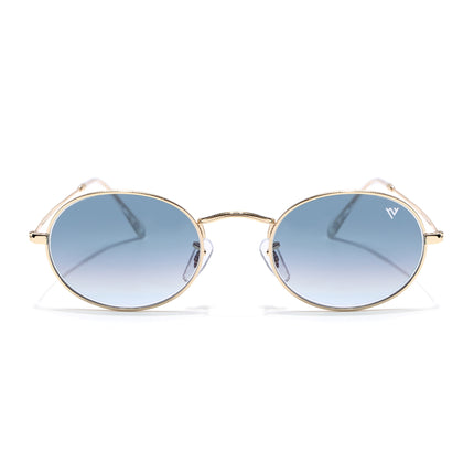 Oval Sunglasses for Men & Women (Grey & Clear Lens | Golden Frame - MG7550)