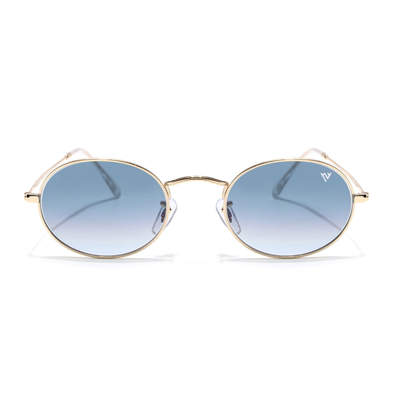 Oval Sunglasses for Men & Women (Grey & Clear Lens | Golden Frame - MG7550)