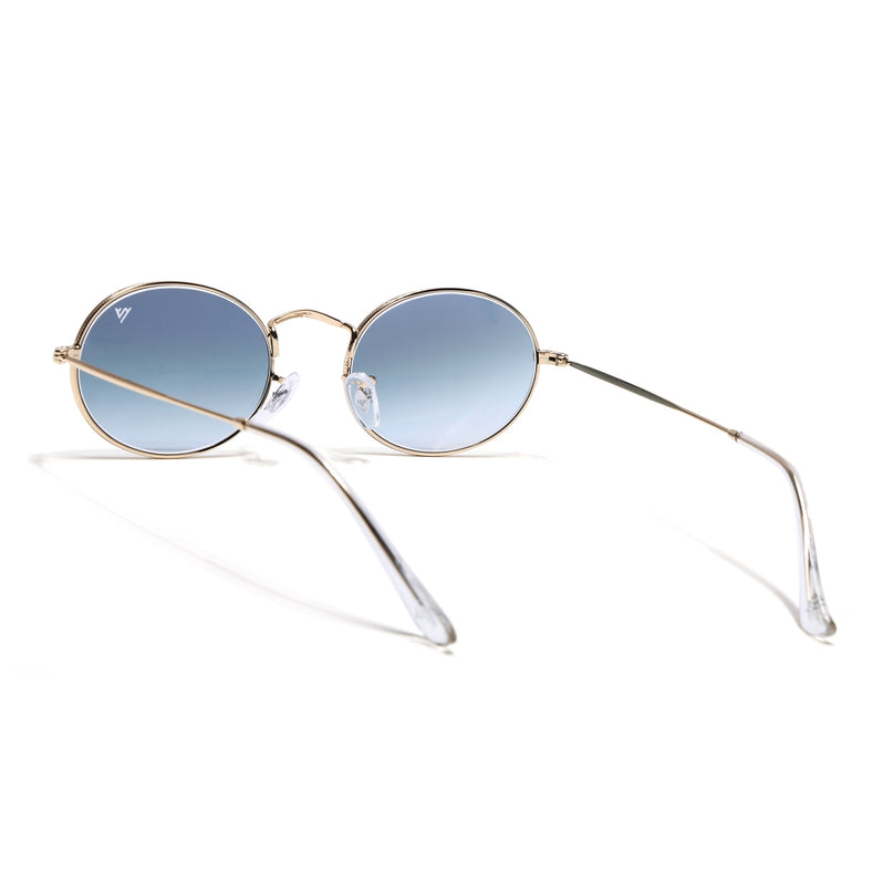 Oval Sunglasses for Men & Women (Grey & Clear Lens | Golden Frame - MG7550)