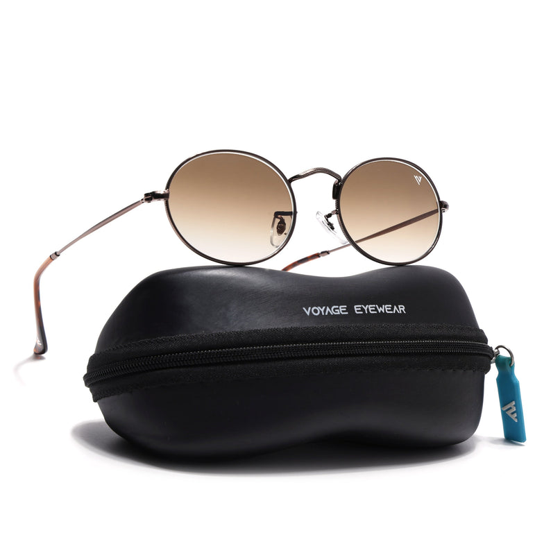 Oval Sunglasses for Men & Women (Brown & Clear Lens | Brown Frame - MG7552)