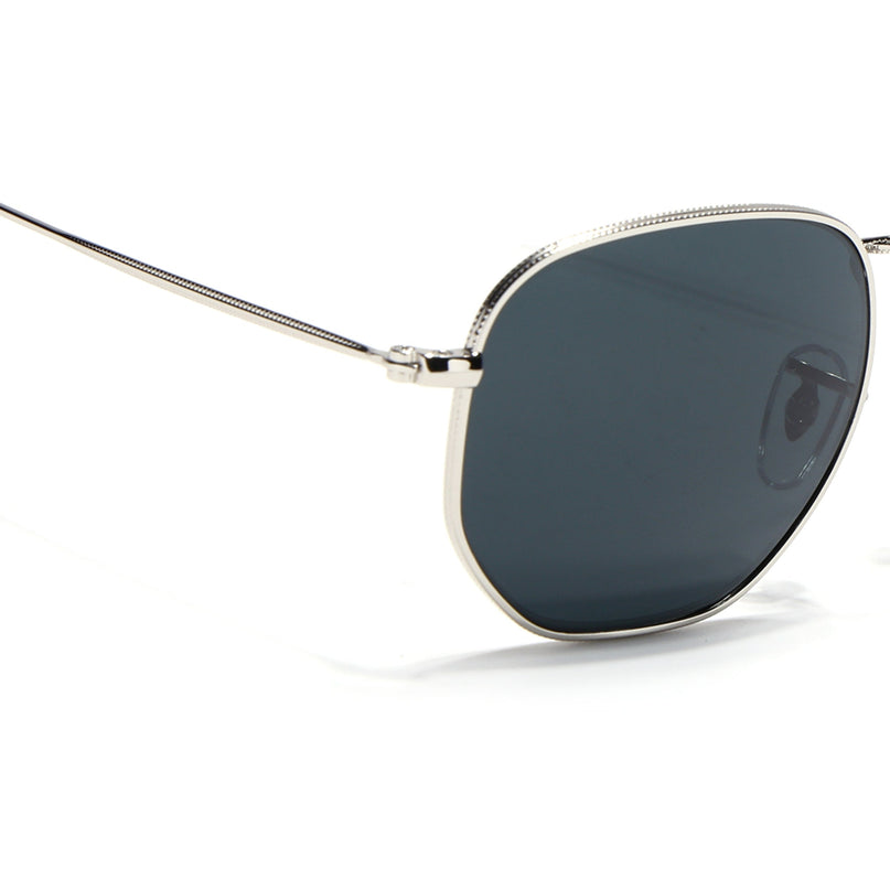 Round Sunglasses for Men & Women (Black Lens | Silver Frame - MG7572)