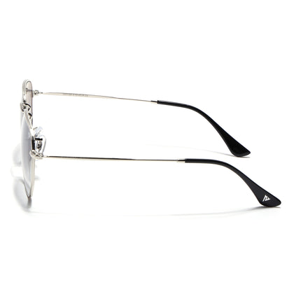 Round Sunglasses for Men & Women (Blue & Clear Lens | Silver Frame - MG7573)
