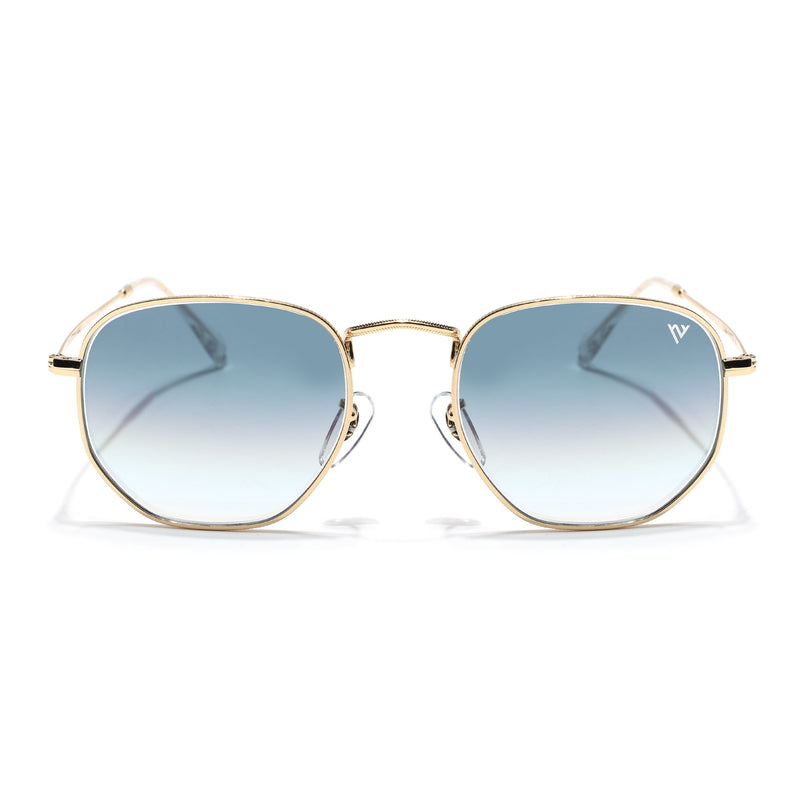 Round Sunglasses for Men & Women (Grey & Clear Lens | Golden Frame - MG7574)