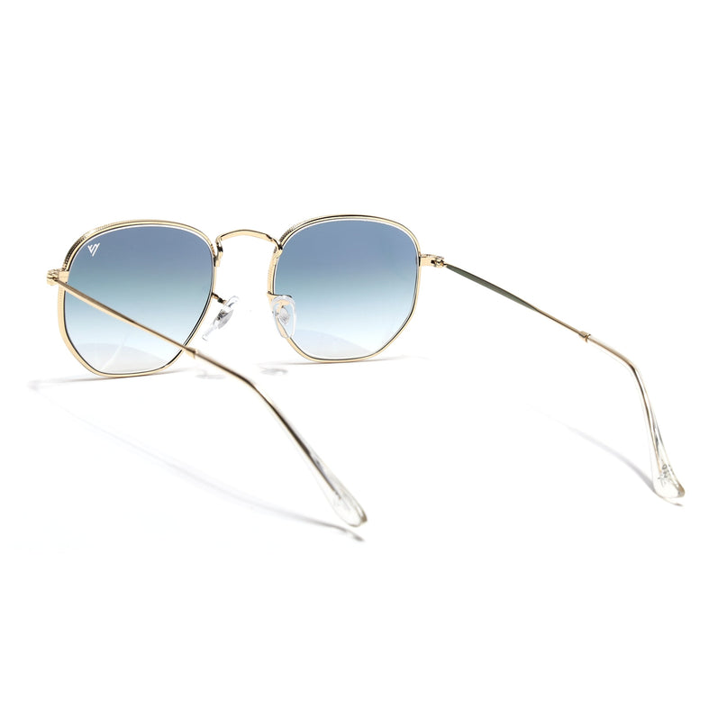 Round Sunglasses for Men & Women (Grey & Clear Lens | Golden Frame - MG7574)