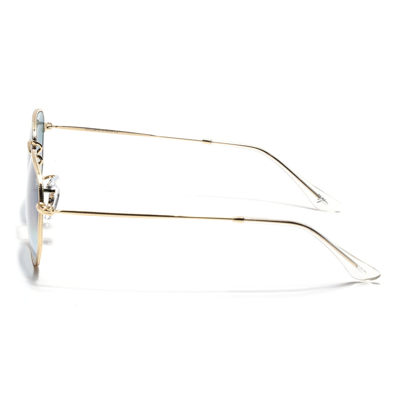 Round Sunglasses for Men & Women (Grey & Clear Lens | Golden Frame - MG7574)