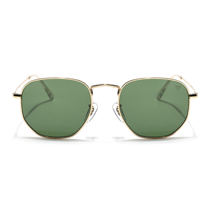 Round Sunglasses for Men & Women (Olive Lens | Golden Frame - MG7575)