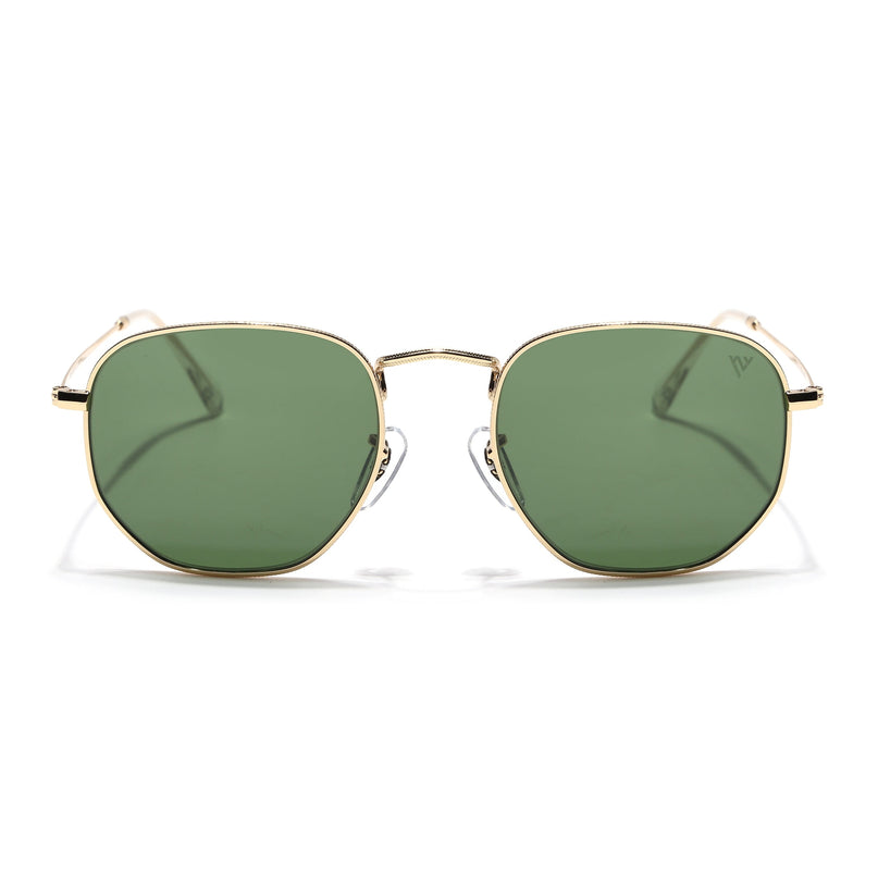 Round Sunglasses for Men & Women (Olive Lens | Golden Frame - MG7575)