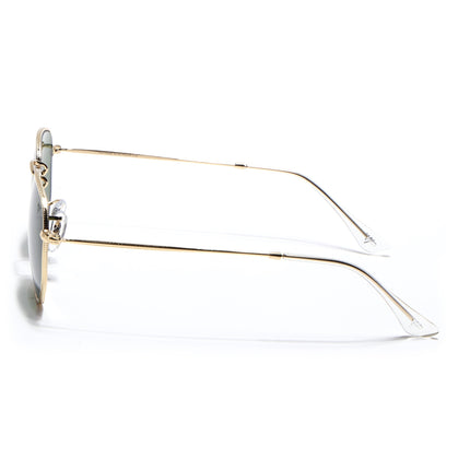 Round Sunglasses for Men & Women (Olive Lens | Golden Frame - MG7575)