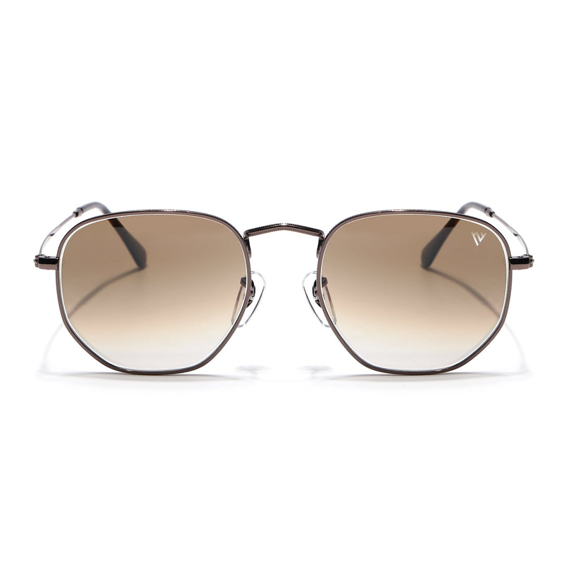 Round Sunglasses for Men & Women (Brown & Clear Lens | Brown Frame - MG7576)