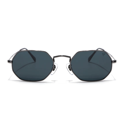 Hexagonal Sunglasses for Men & Women (Black Lens | Grey Frame - MG7565)