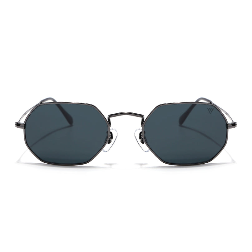Hexagonal Sunglasses for Men & Women (Black Lens | Grey Frame - MG7565)