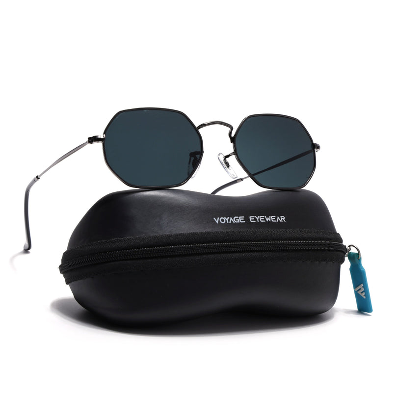 Hexagonal Sunglasses for Men & Women (Black Lens | Grey Frame - MG7565)