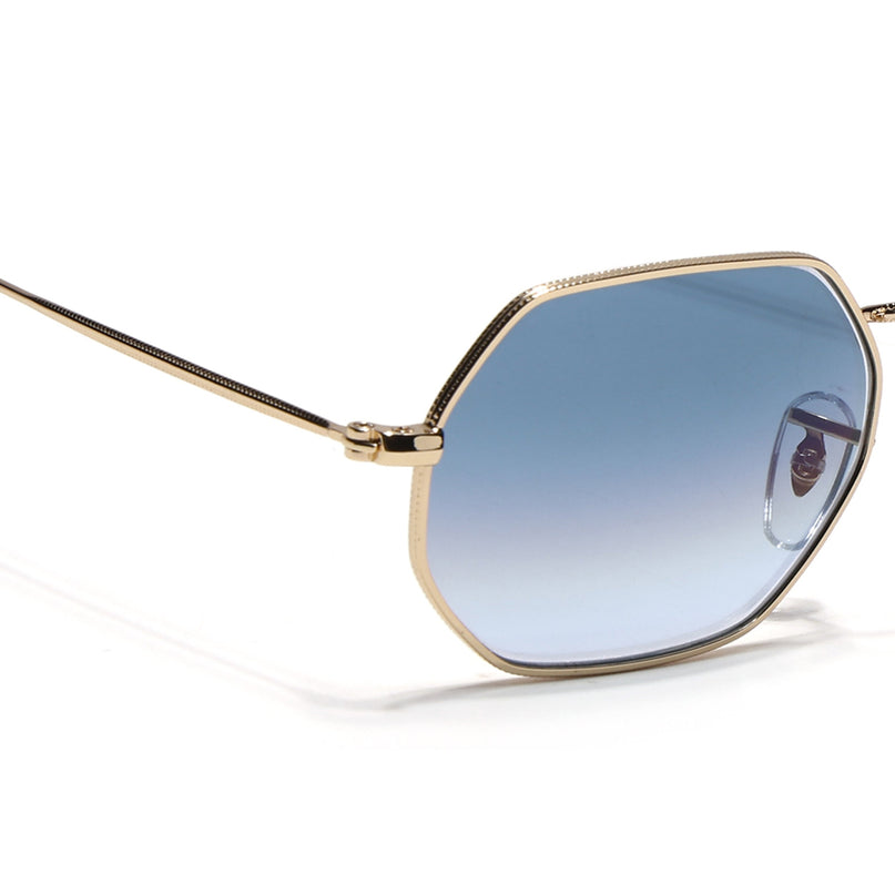 Hexagonal Sunglasses for Men & Women (Grey & Clear Lens | Golden Frame - MG7568)