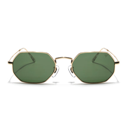 Hexagonal Sunglasses for Men & Women (Olive Lens | Golden Frame - MG7569)