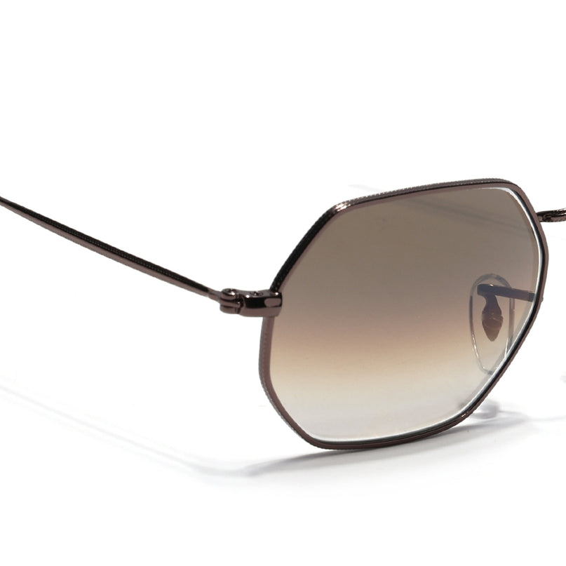Hexagonal Sunglasses for Men & Women (Brown & Clear Lens | Brown Frame - MG7570)