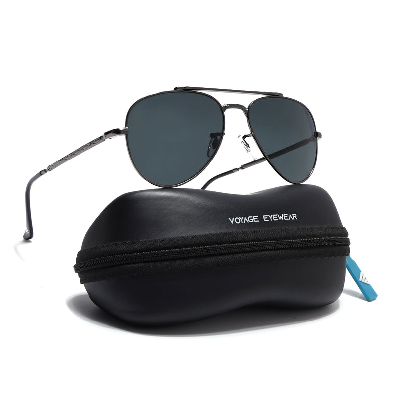 Aviator Sunglasses for Men & Women (Black Lens | Grey Frame - MG7619)