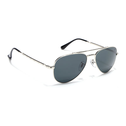 Aviator Sunglasses for Men & Women (Black Lens | Silver Frame - MG7620)
