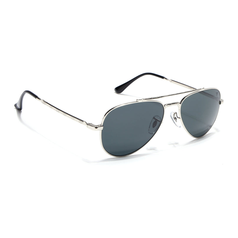 Aviator Sunglasses for Men & Women (Black Lens | Silver Frame - MG7620)