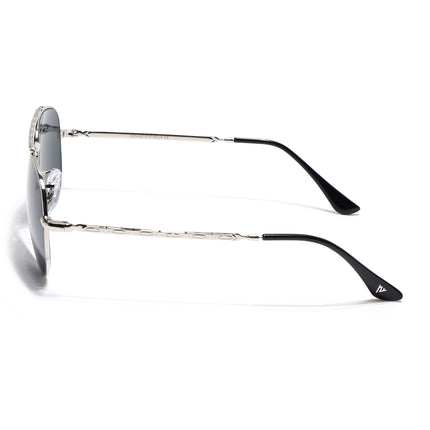 Aviator Sunglasses for Men & Women (Black Lens | Silver Frame - MG7620)