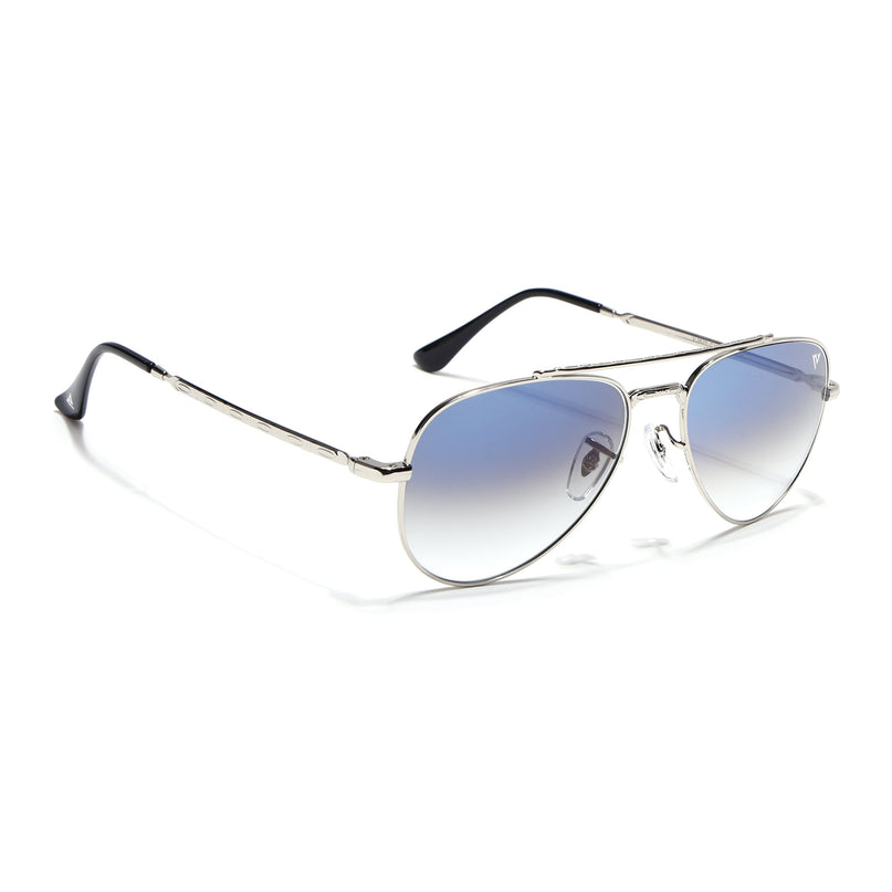 Aviator Sunglasses for Men & Women (Blue & Clear Lens | Silver Frame - MG7621)