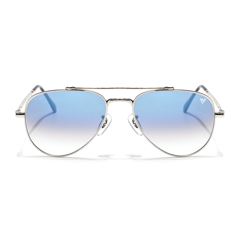 Aviator Sunglasses for Men & Women (Blue & Clear Lens | Silver Frame - MG7621)