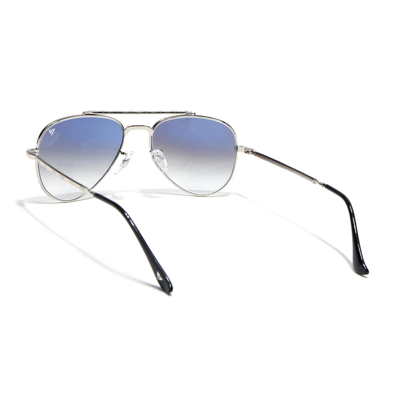 Aviator Sunglasses for Men & Women (Blue & Clear Lens | Silver Frame - MG7621)