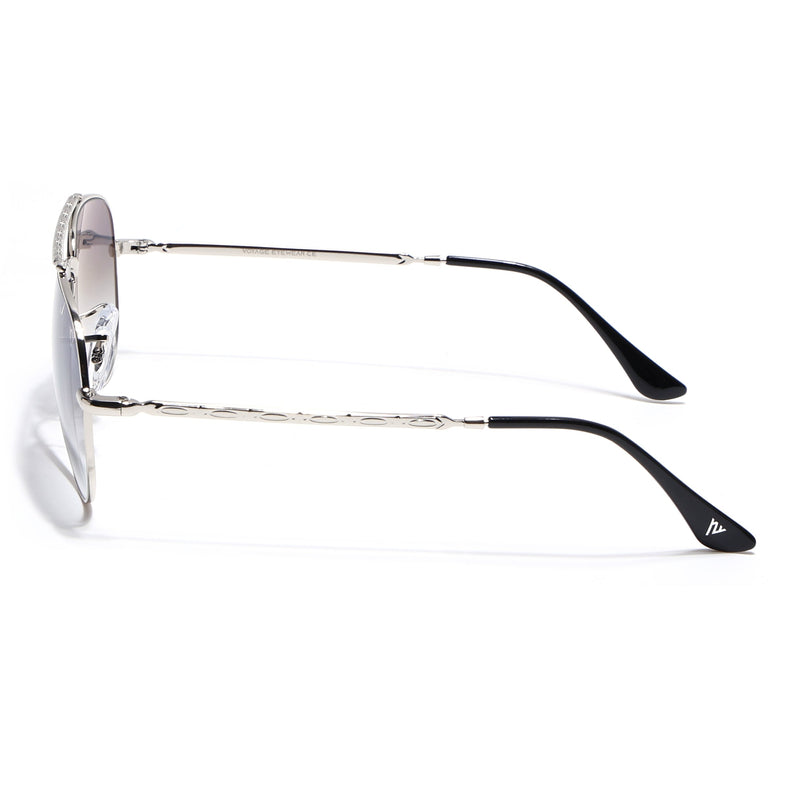 Aviator Sunglasses for Men & Women (Blue & Clear Lens | Silver Frame - MG7621)
