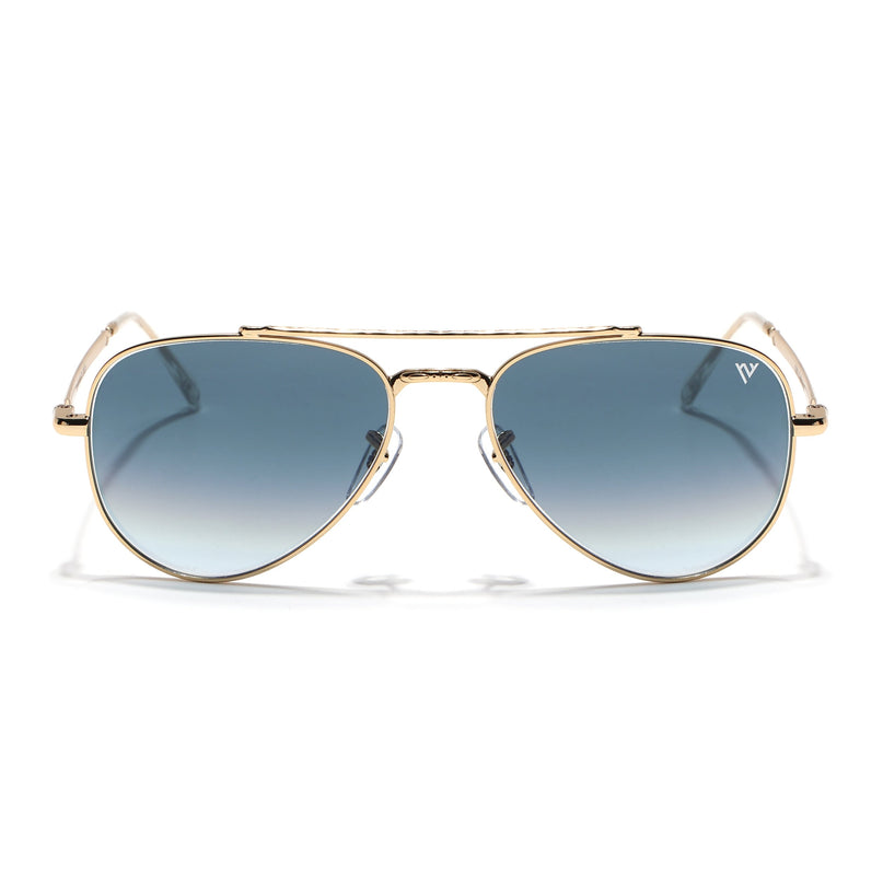 Aviator Sunglasses for Men & Women (Grey & Clear Lens | Golden Frame - MG7623)