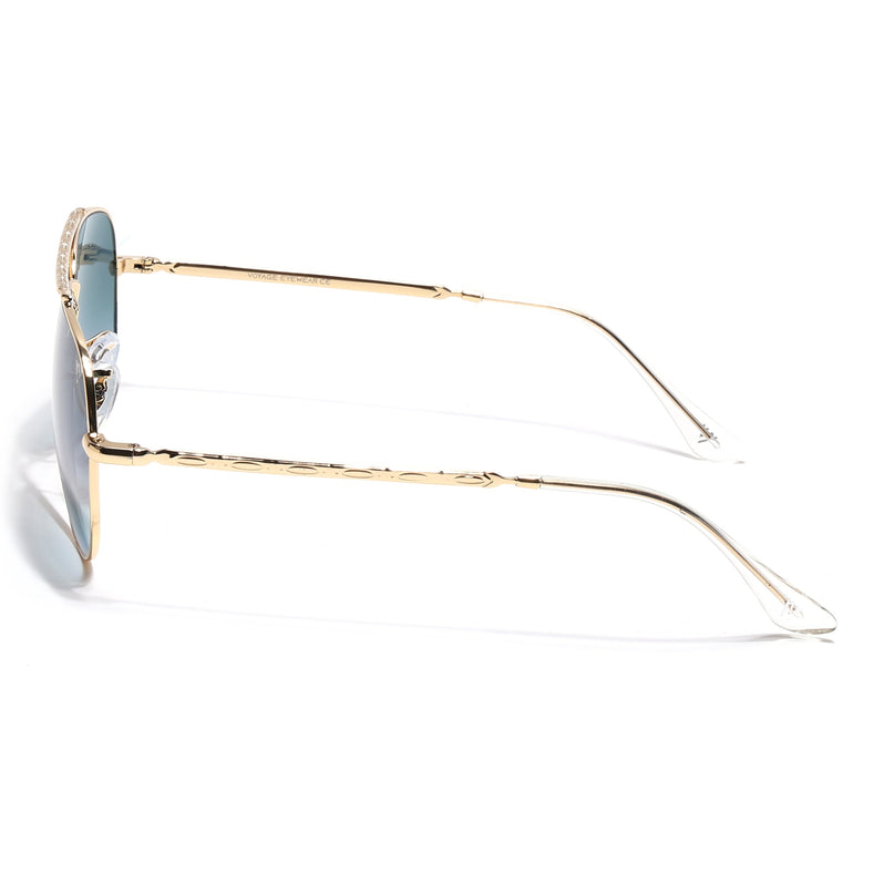 Aviator Sunglasses for Men & Women (Grey & Clear Lens | Golden Frame - MG7623)