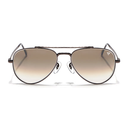 Aviator Sunglasses for Men & Women (Brown & Clear Lens | Brown Frame - MG7624)
