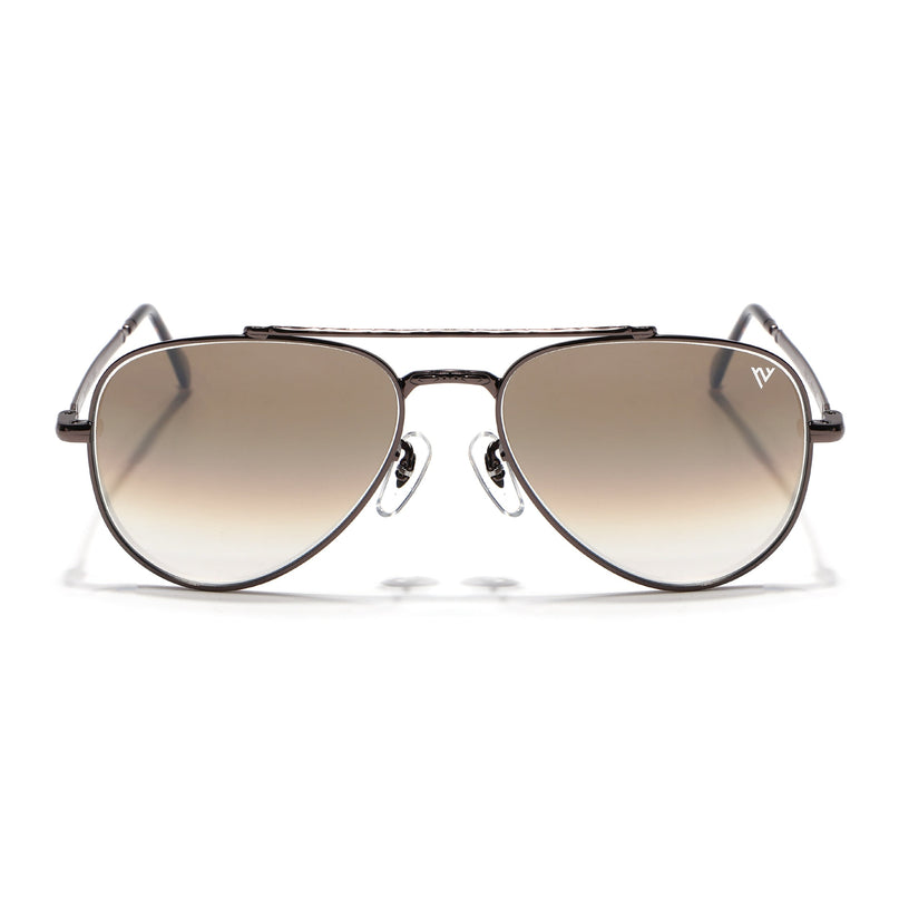 Aviator Sunglasses for Men & Women (Brown & Clear Lens | Brown Frame - MG7624)