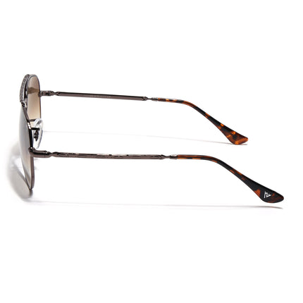Aviator Sunglasses for Men & Women (Brown & Clear Lens | Brown Frame - MG7624)