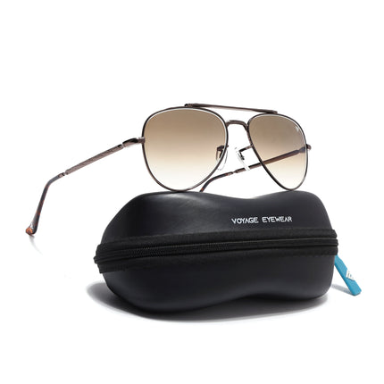 Aviator Sunglasses for Men & Women (Brown & Clear Lens | Brown Frame - MG7624)