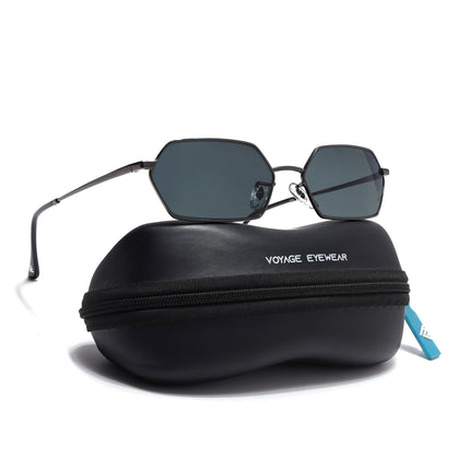 Hexagonal Sunglasses for Men & Women (Black Lens | Grey Frame - MG7631)