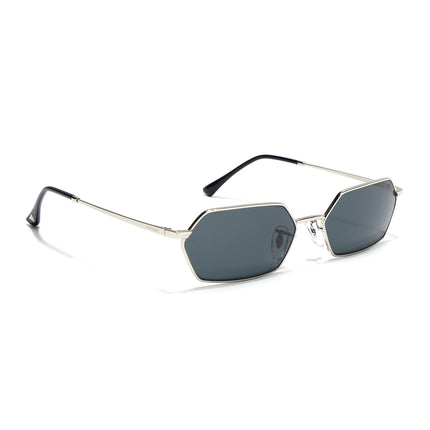 Hexagonal Sunglasses for Men & Women (Black Lens | Silver Frame - MG7632)