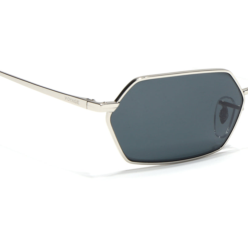 Hexagonal Sunglasses for Men & Women (Black Lens | Silver Frame - MG7632)